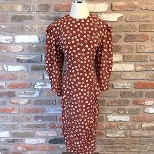 LIZ ROBERTS Women’s Vintage 80’s 90’s Geometric High Neck Ruffle Back Dress 10